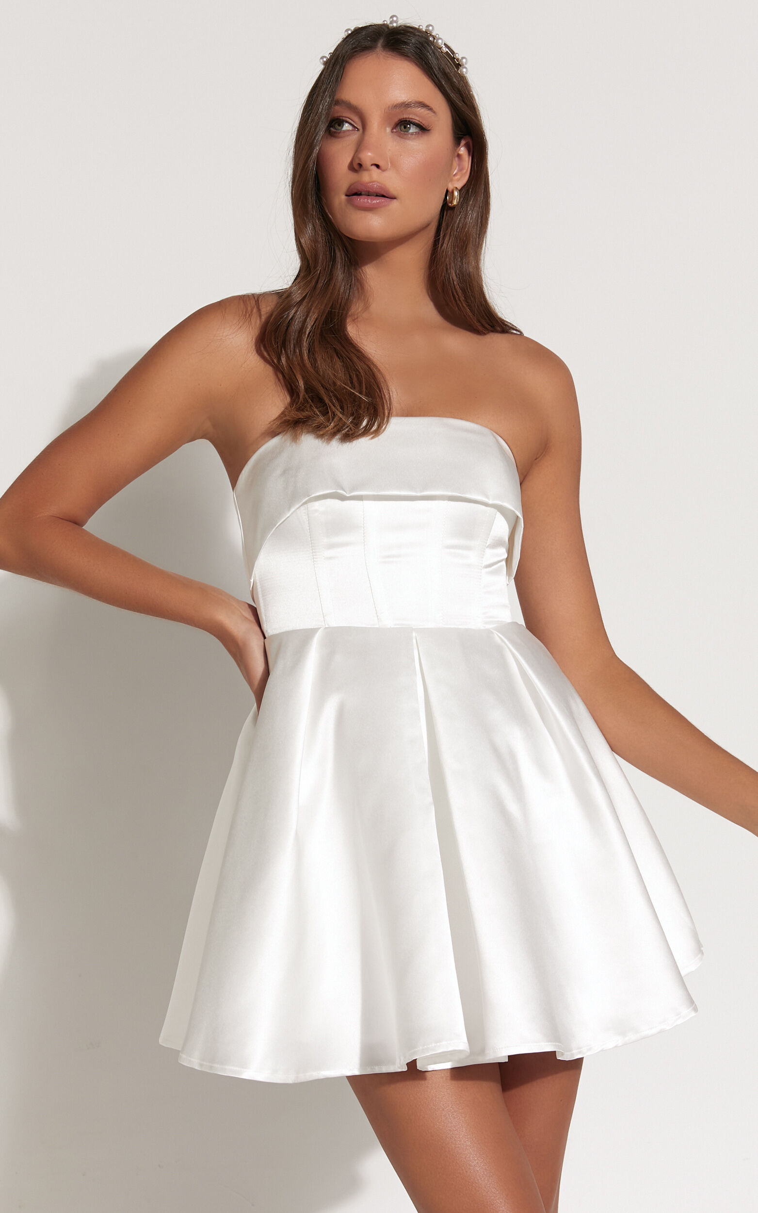 satin white mini dress